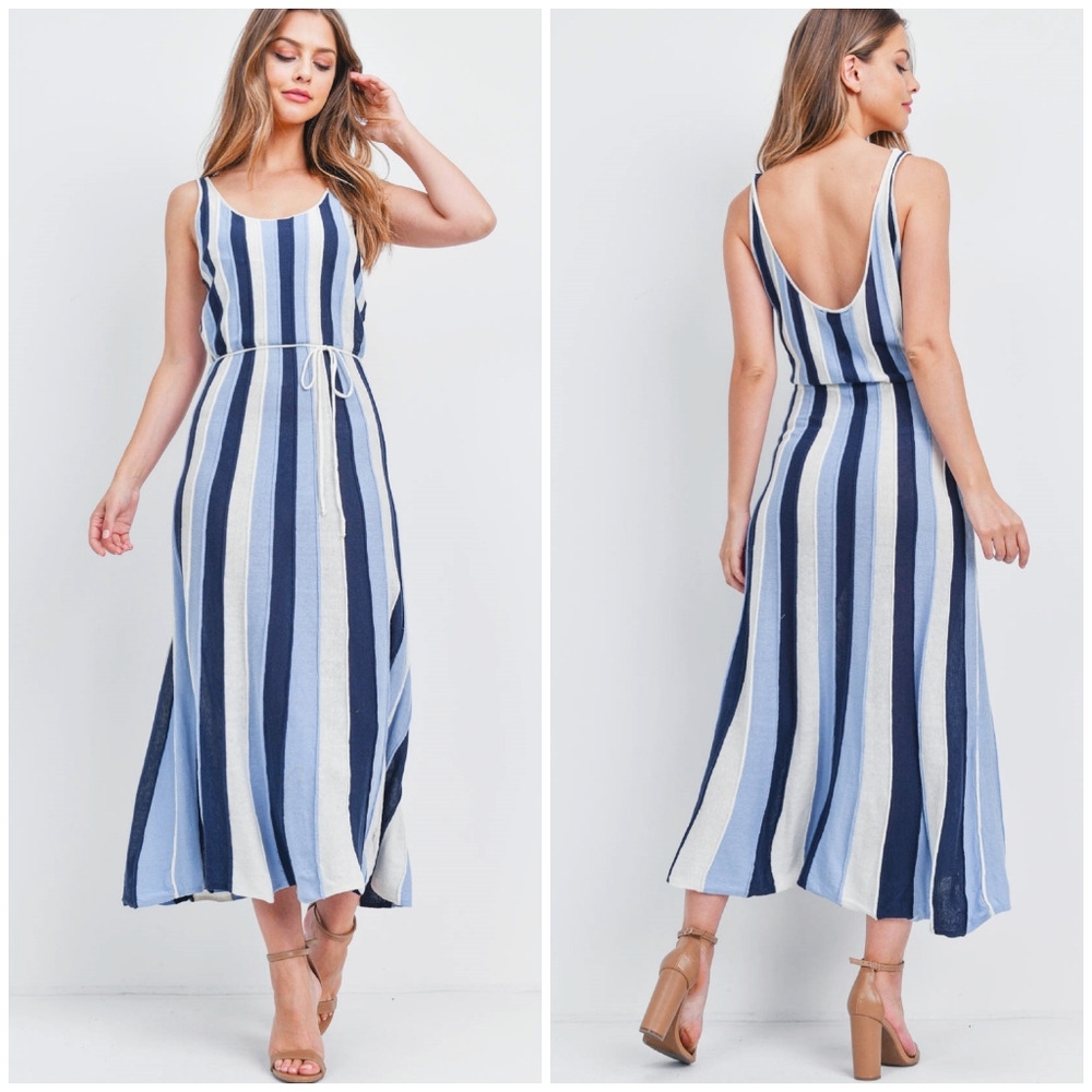 FEW LEFT❗️VERY J Vintage Chic Blue Knitted Midi Dress